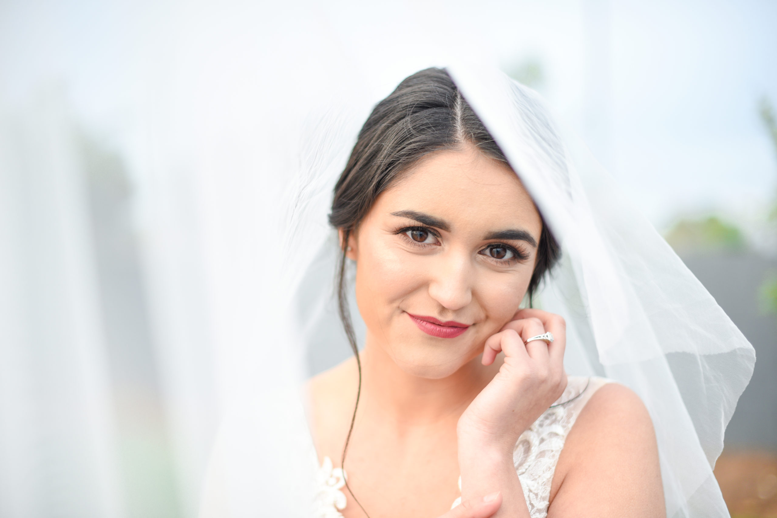 bride looking at camera